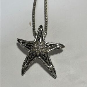 Silver Starfish Pendant Necklace - Elegant Silver Accent